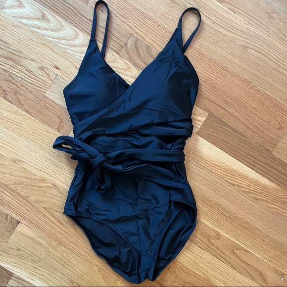 aerie Other - Aerie Wrap One Piece Swimsuit, True Black, M Long Torso